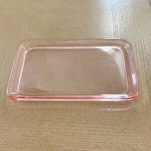 Clear Rectangular Glass Tray with Pink Tint